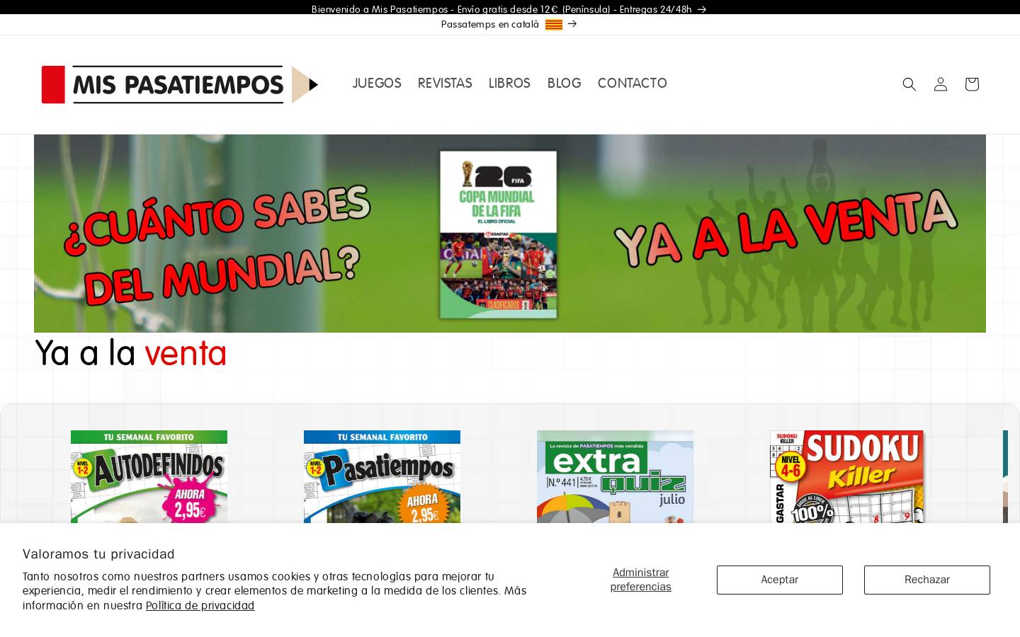 mispasatiempos.com homepage screenshot
