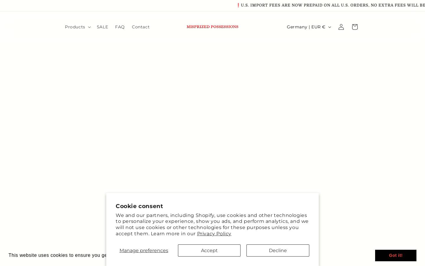 misprizedpossessions.com homepage screenshot