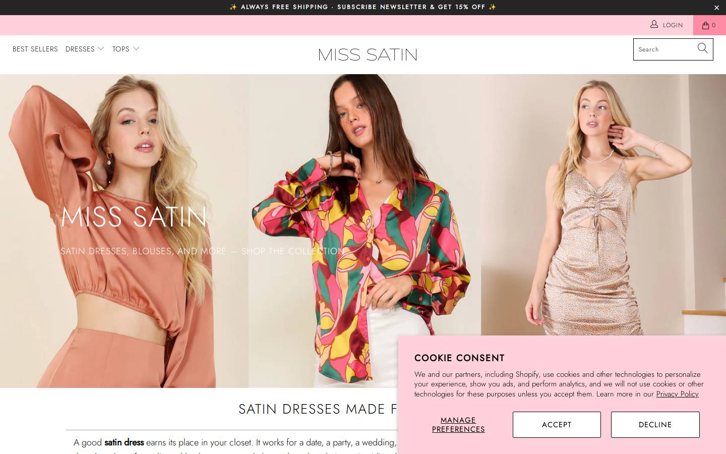 miss-satin.com homepage screenshot