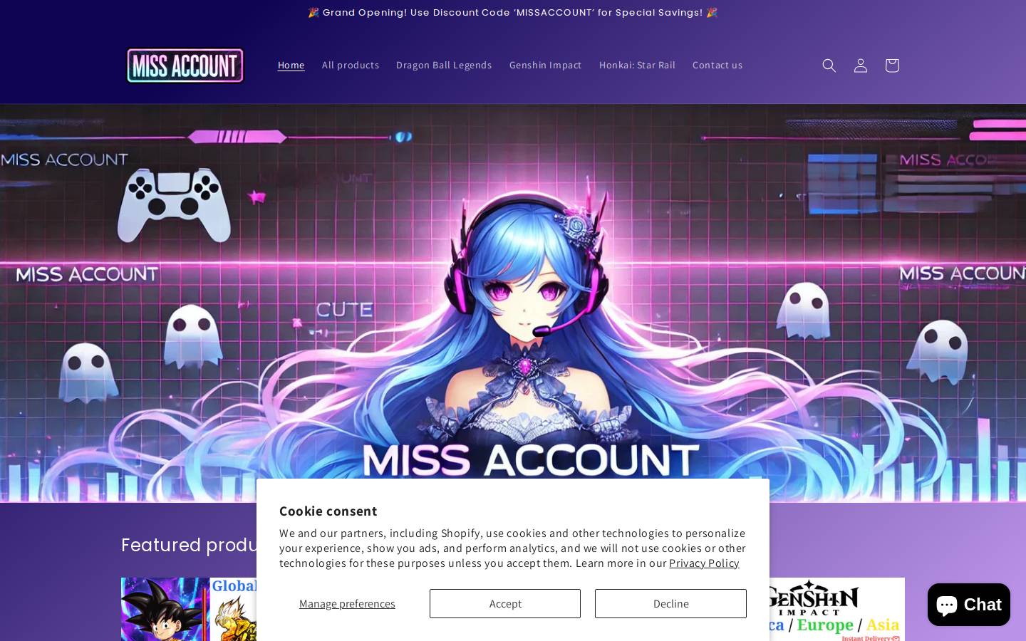 missaccount.com homepage screenshot