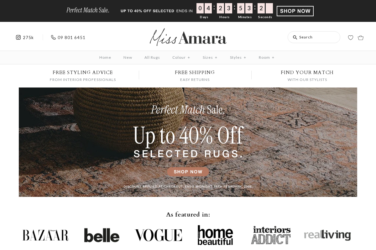 Miss Amara (NZ) homepage screenshot