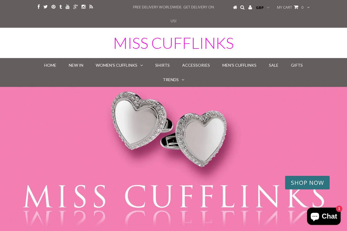 misscufflinks.com homepage screenshot