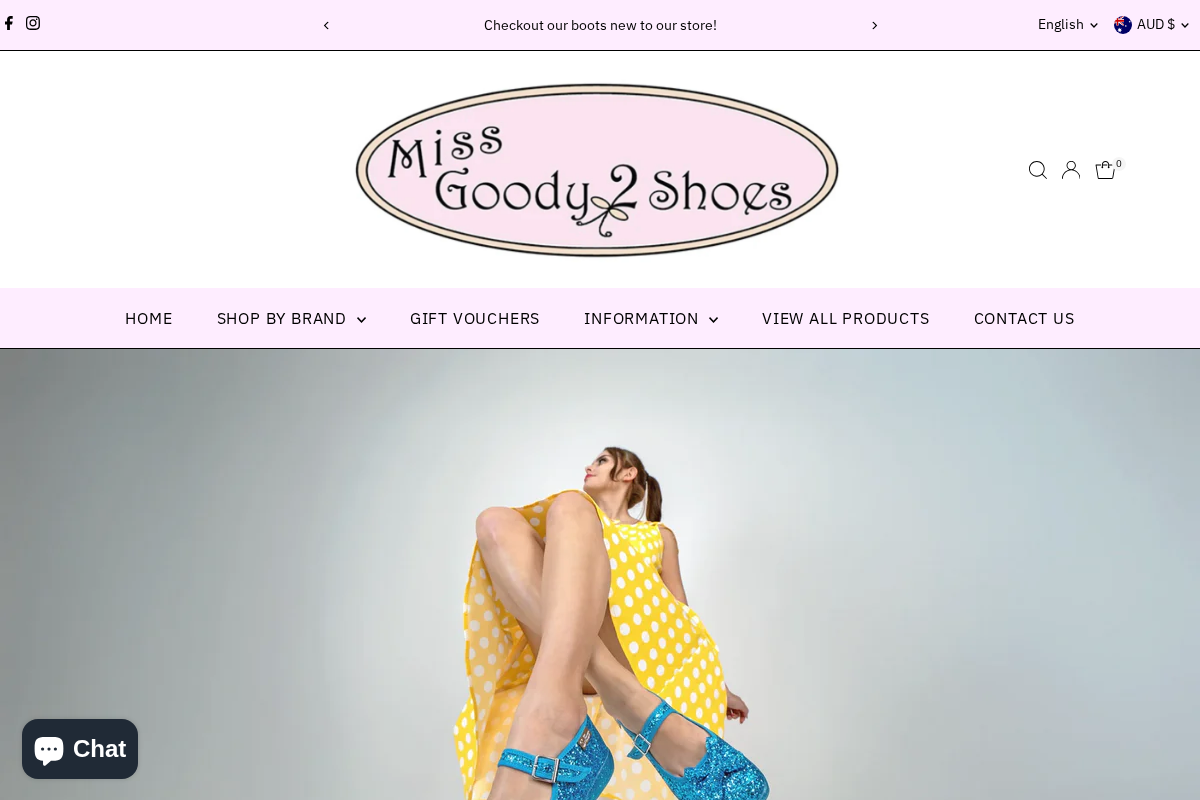 Miss Goody 2 Shoes homepage screenshot