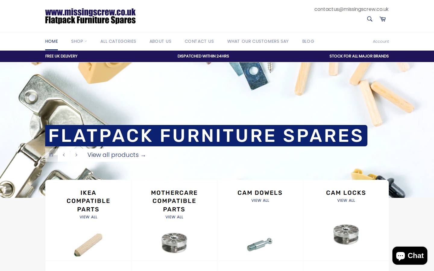 Missingscrew.co.uk homepage screenshot
