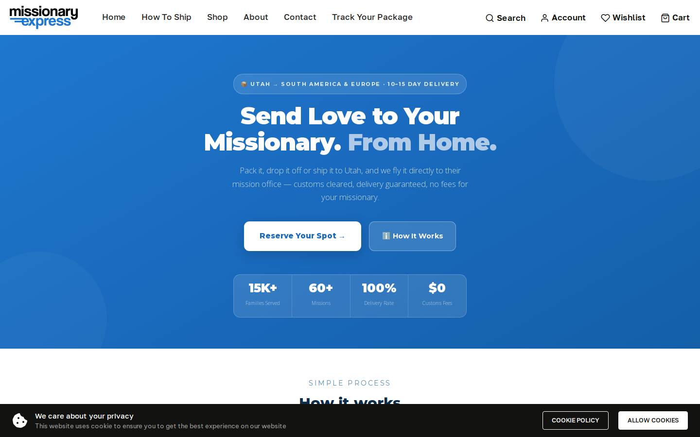 missionaryexpress.com homepage screenshot