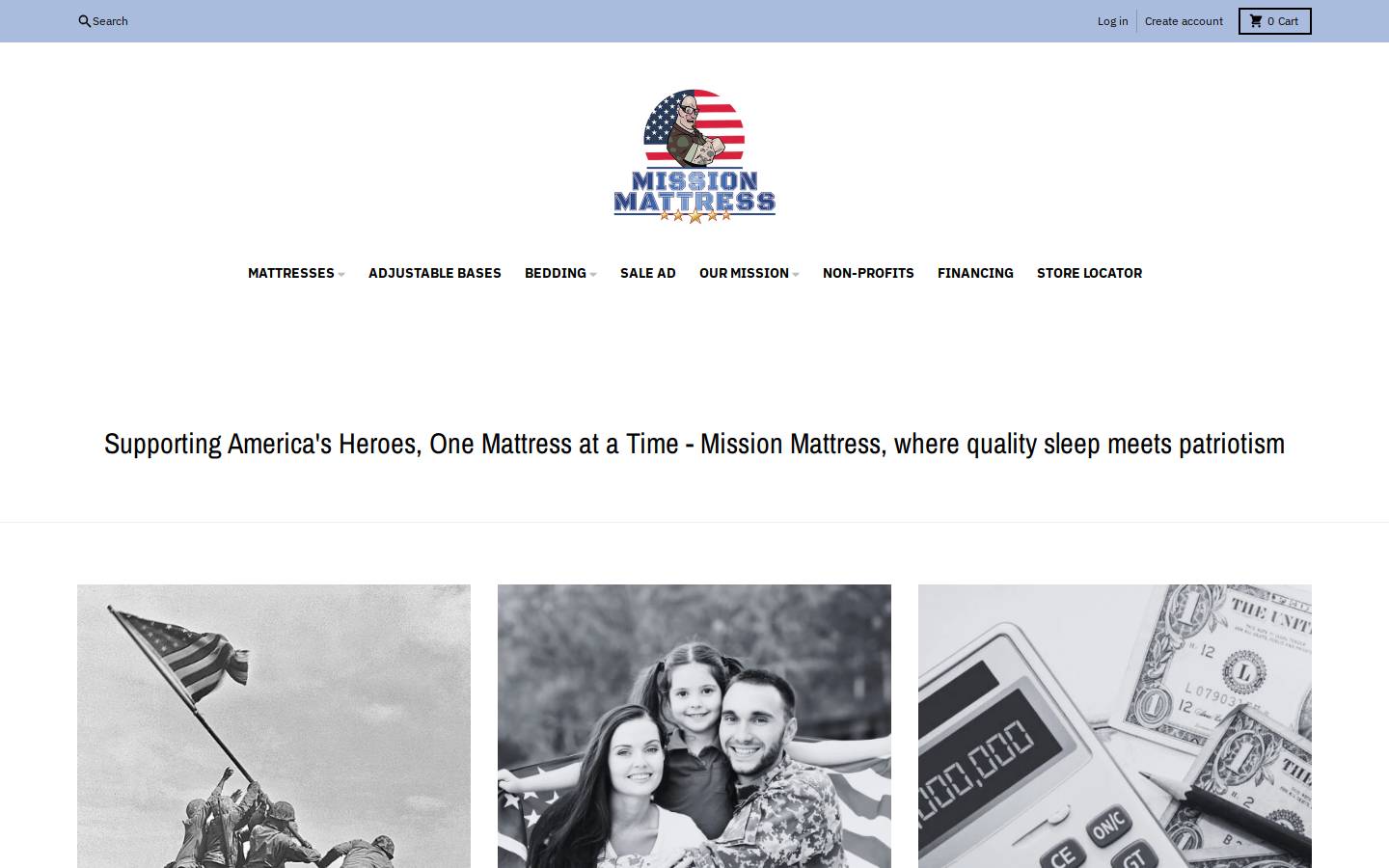 missionmattress.com homepage screenshot