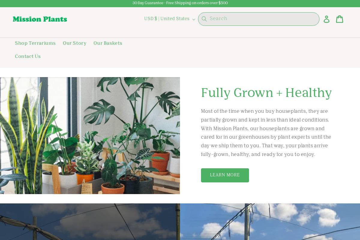 missionplants.com homepage screenshot