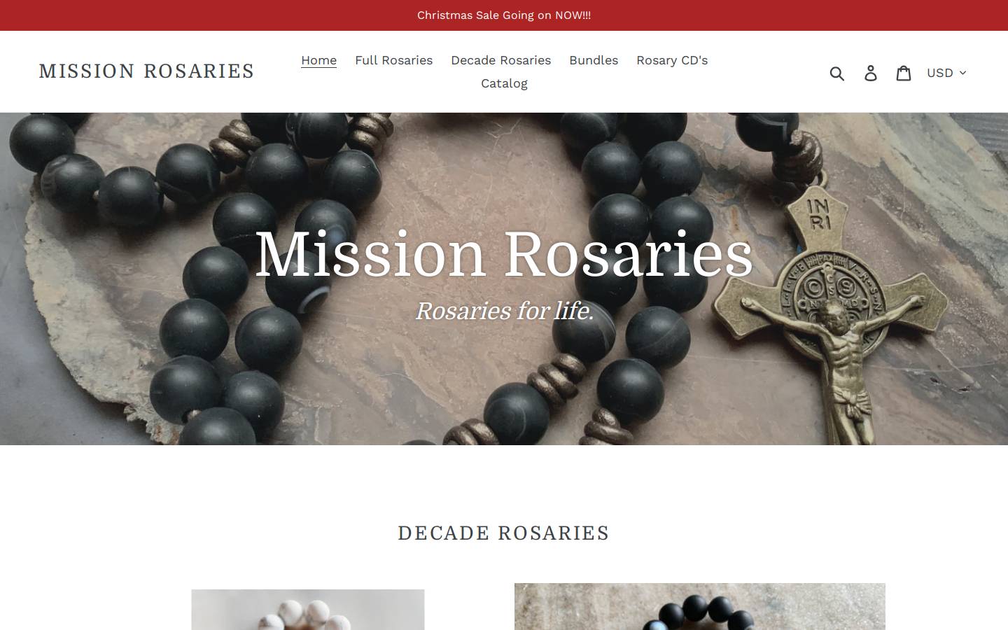 missionrosaries.com homepage screenshot