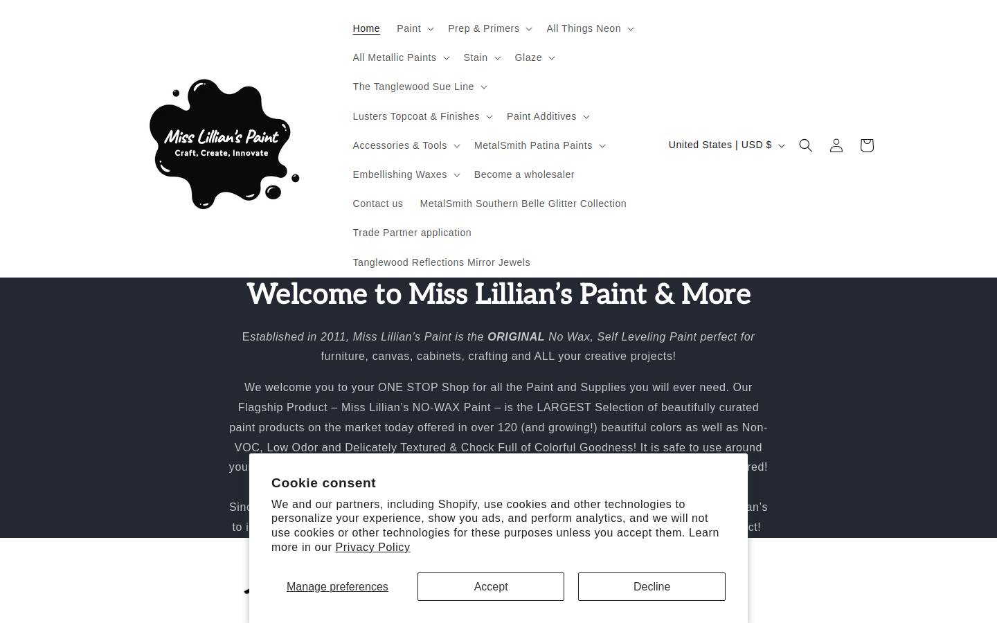 misslillianspaint.net homepage screenshot