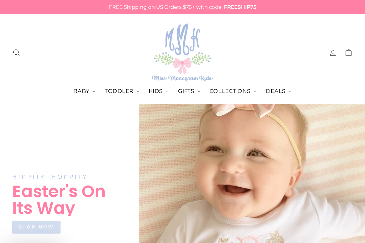 missmonogramkids.com homepage screenshot