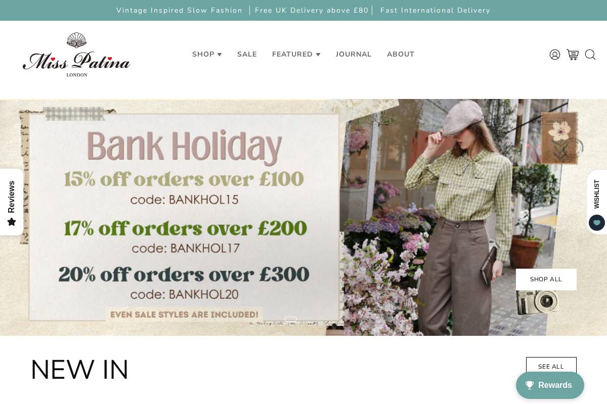 Miss Patina homepage screenshot