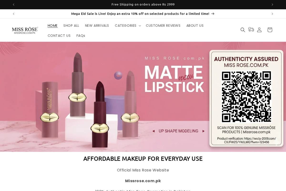 Missrose homepage screenshot