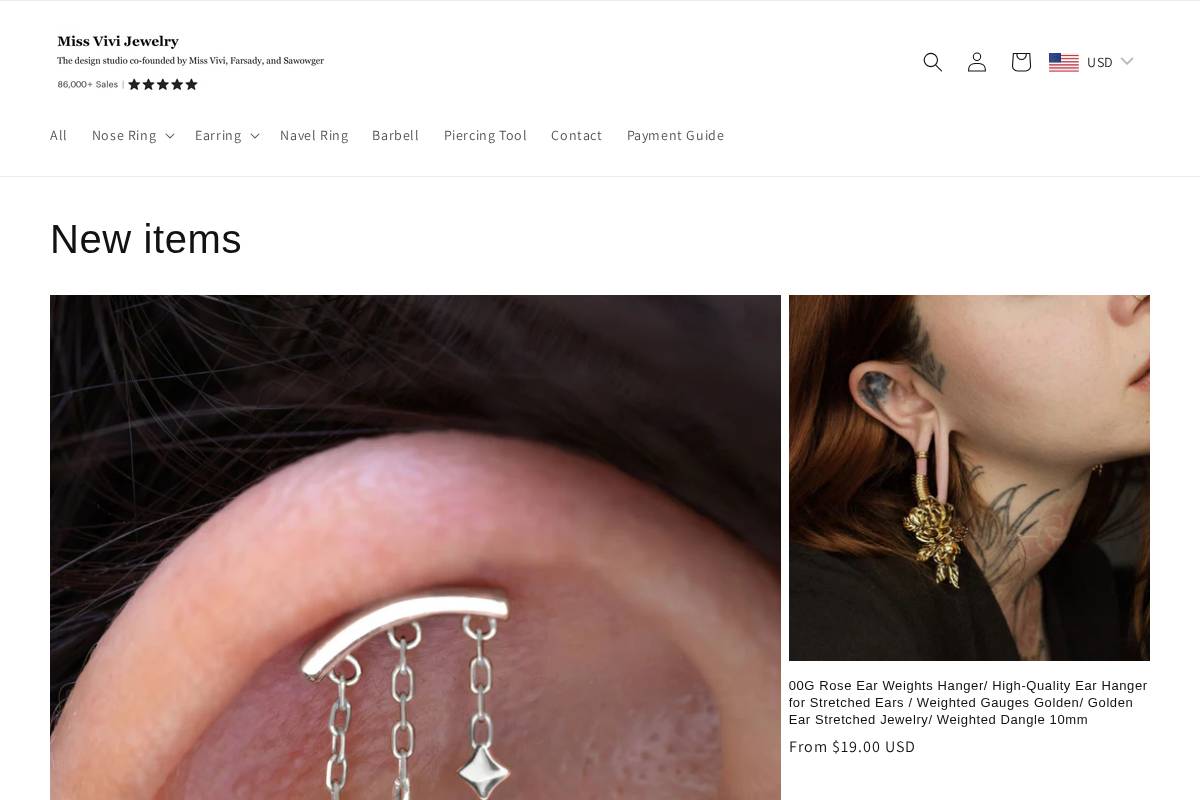 Missvivijewelry homepage screenshot