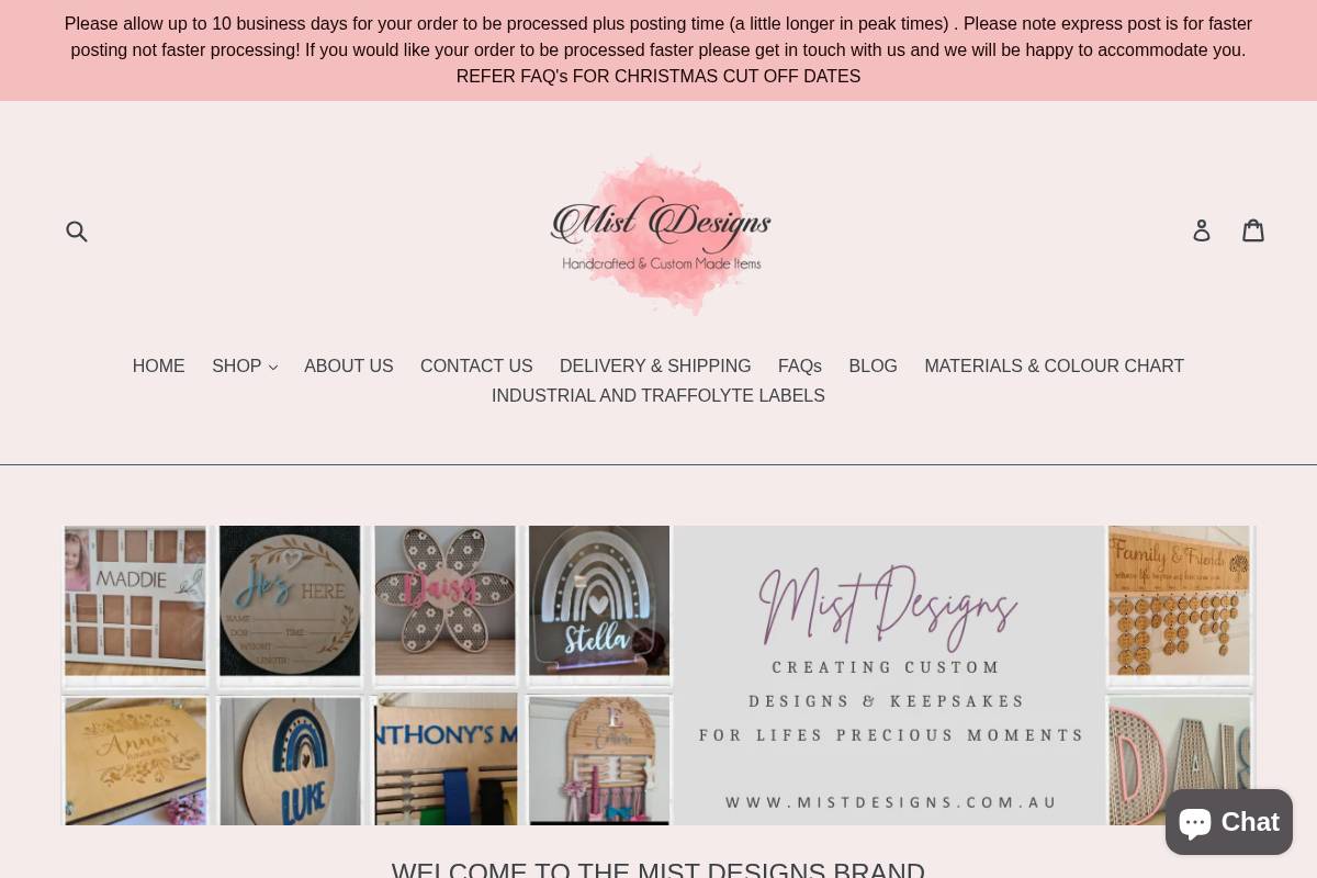 mistdesigns.com.au homepage screenshot