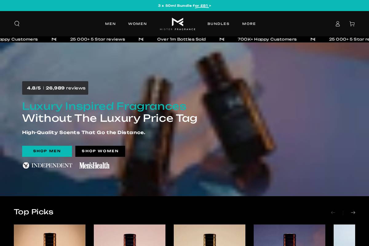 Mister Fragrance homepage screenshot