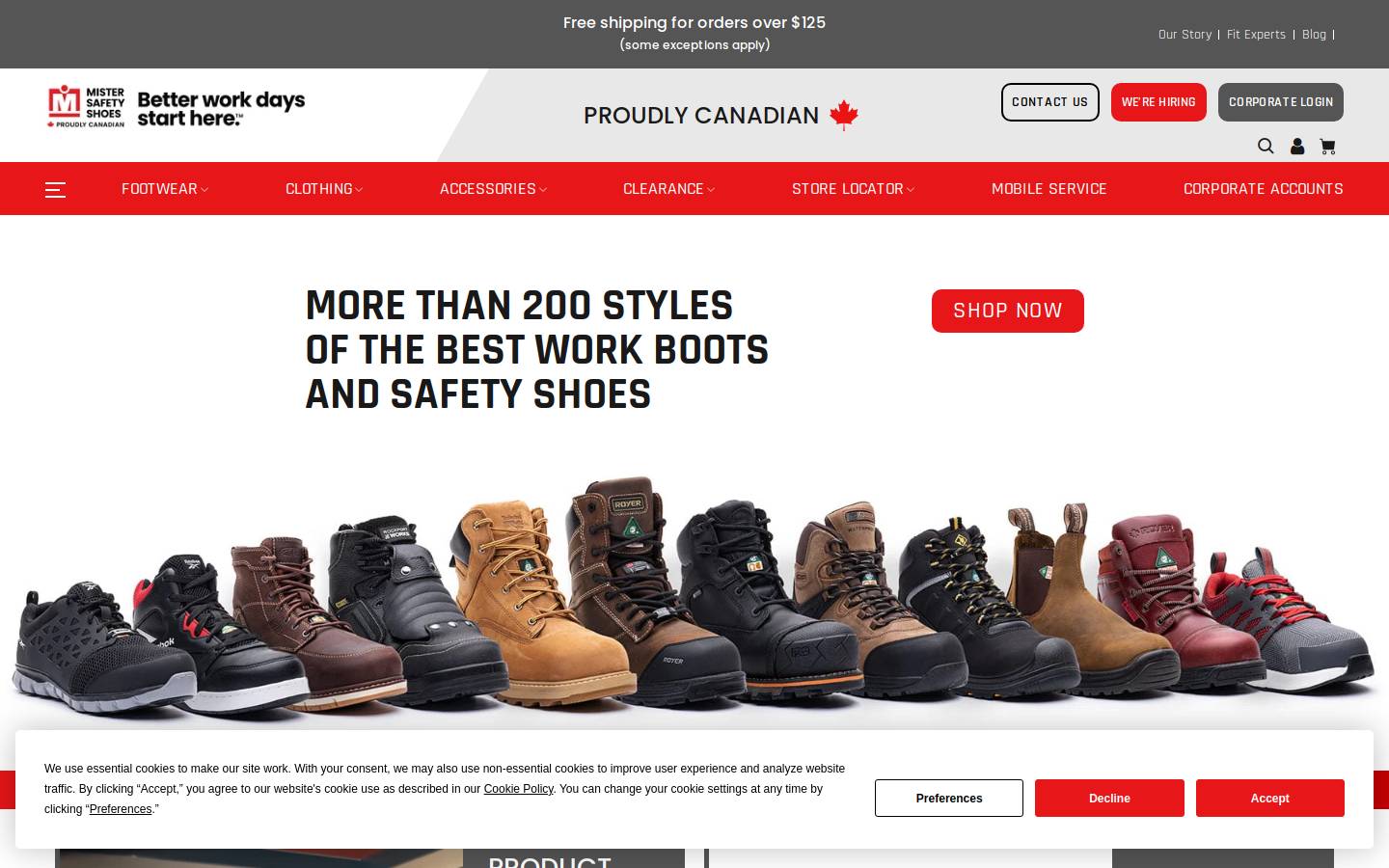 mistersafetyshoes.com homepage screenshot