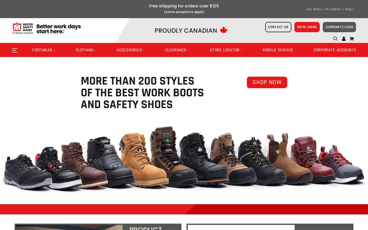 mistersafetyshoes.com homepage screenshot