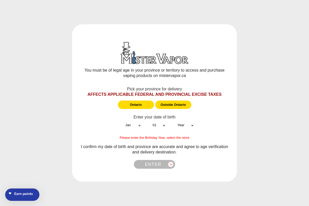 mistervapor.ca homepage screenshot