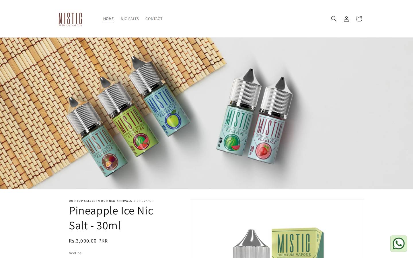 misticvapor.com homepage screenshot