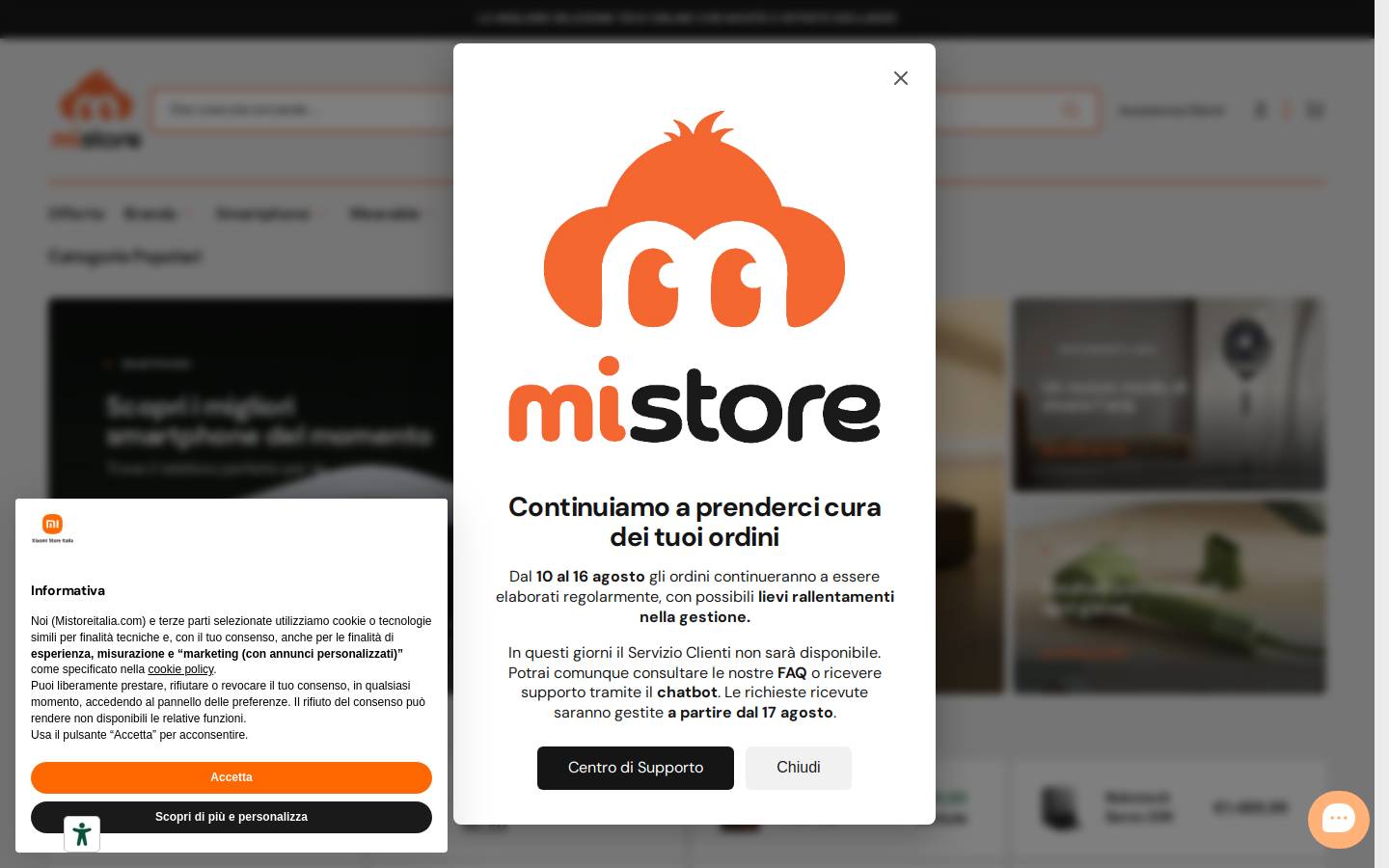 Mi Store Italia homepage screenshot