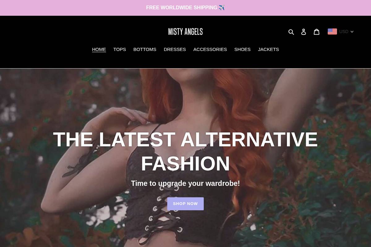 mistyangels.com homepage screenshot