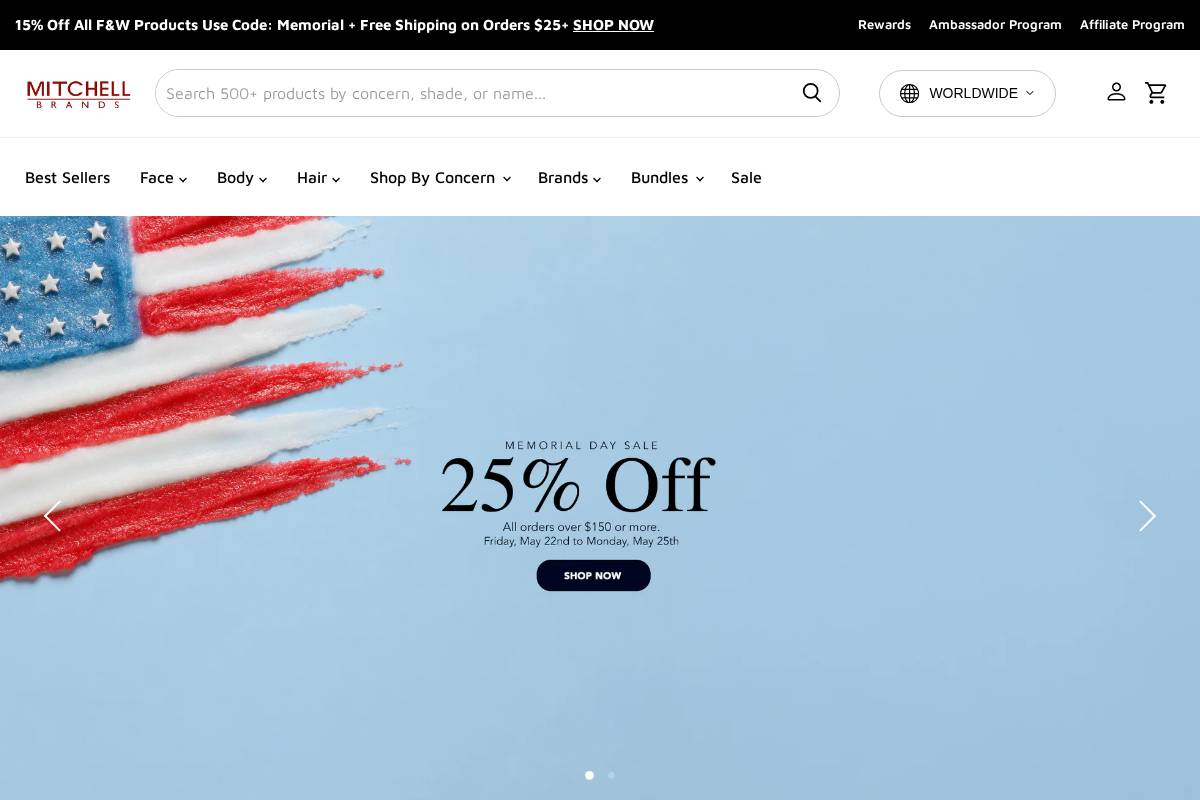 mitchellbrands.com homepage screenshot
