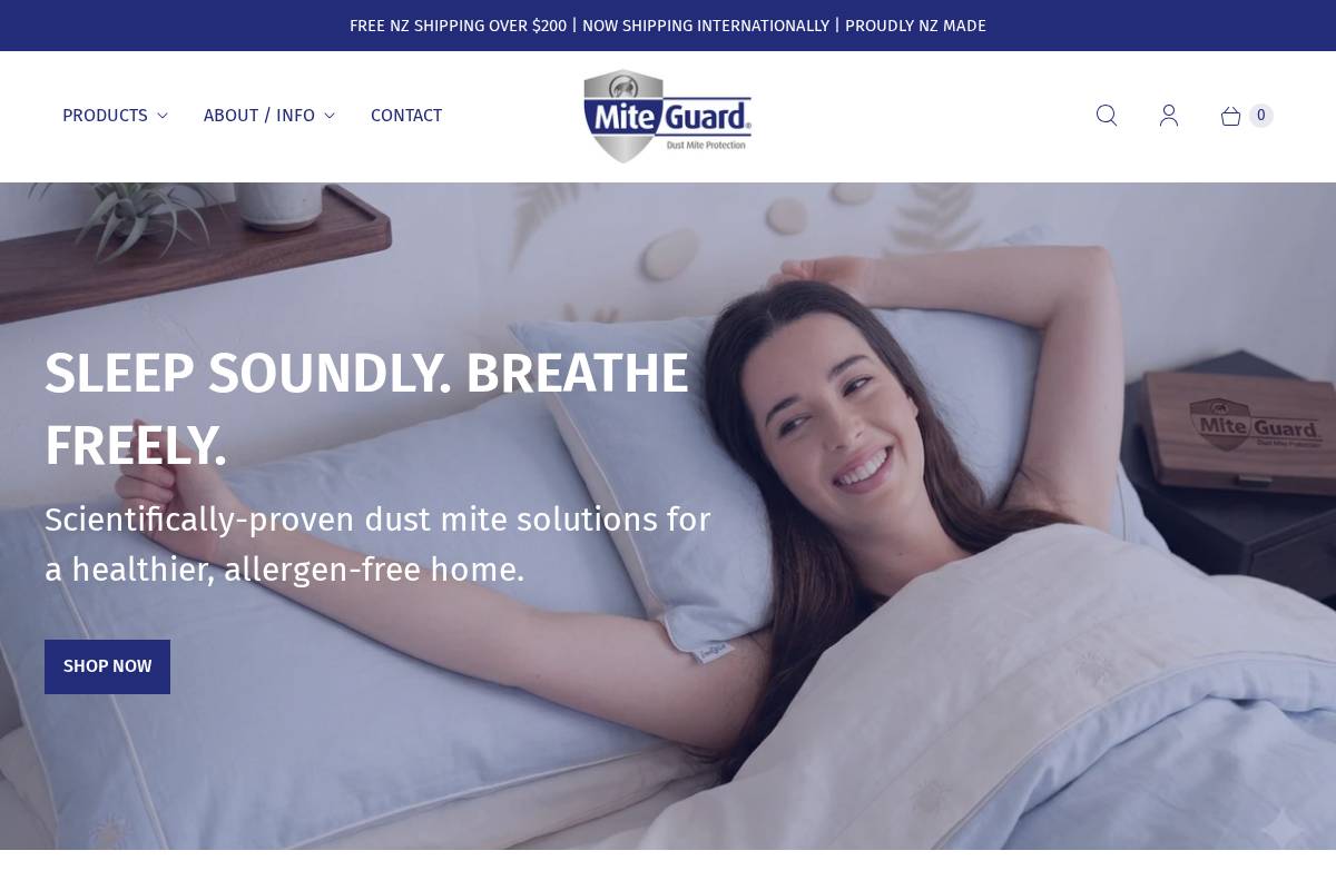 miteguard.co.nz homepage screenshot