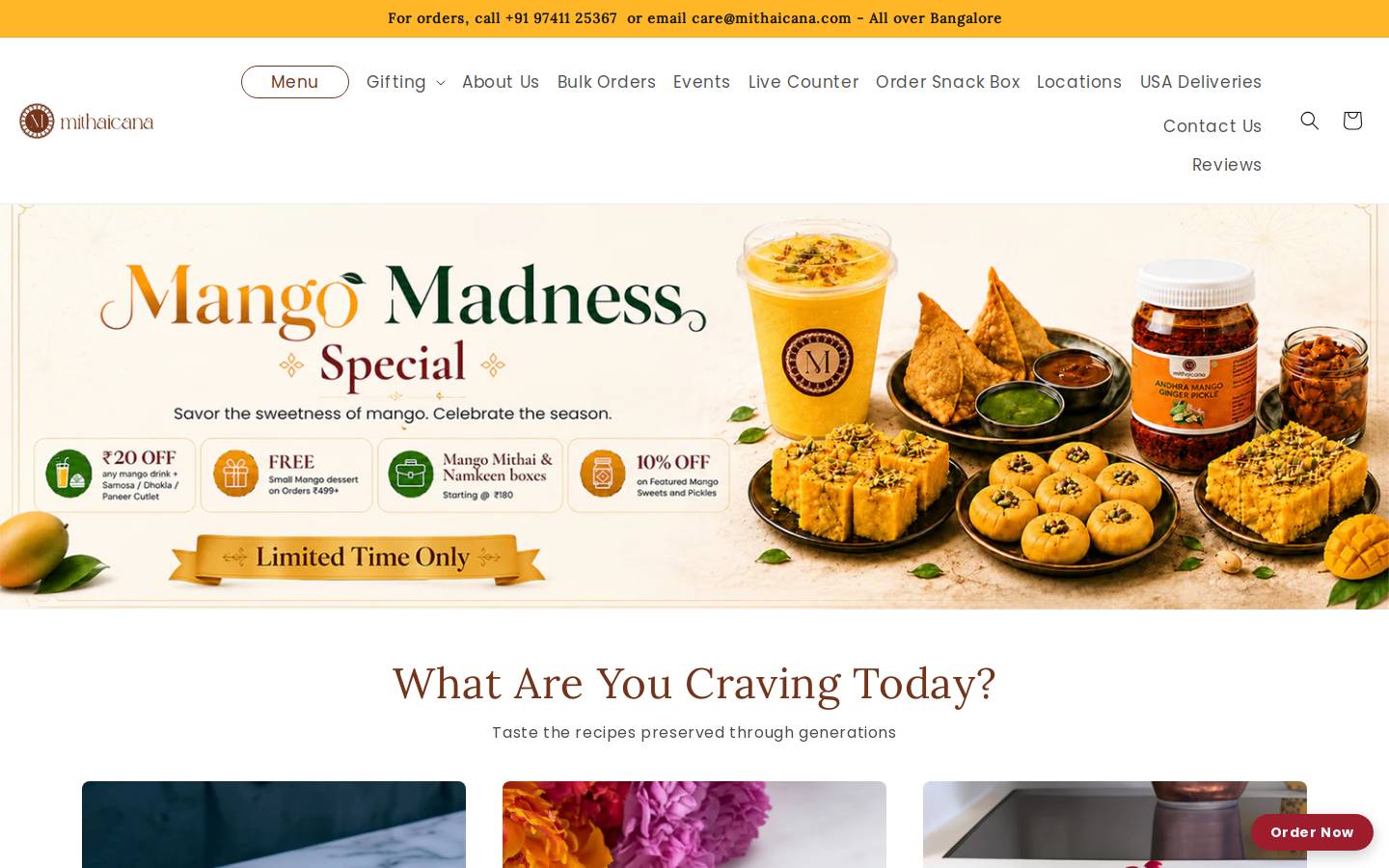 mithaicana.com homepage screenshot