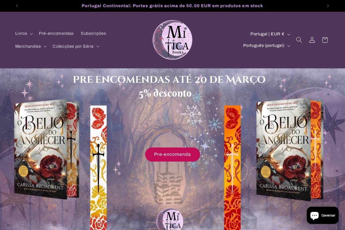 Mítica Books homepage screenshot