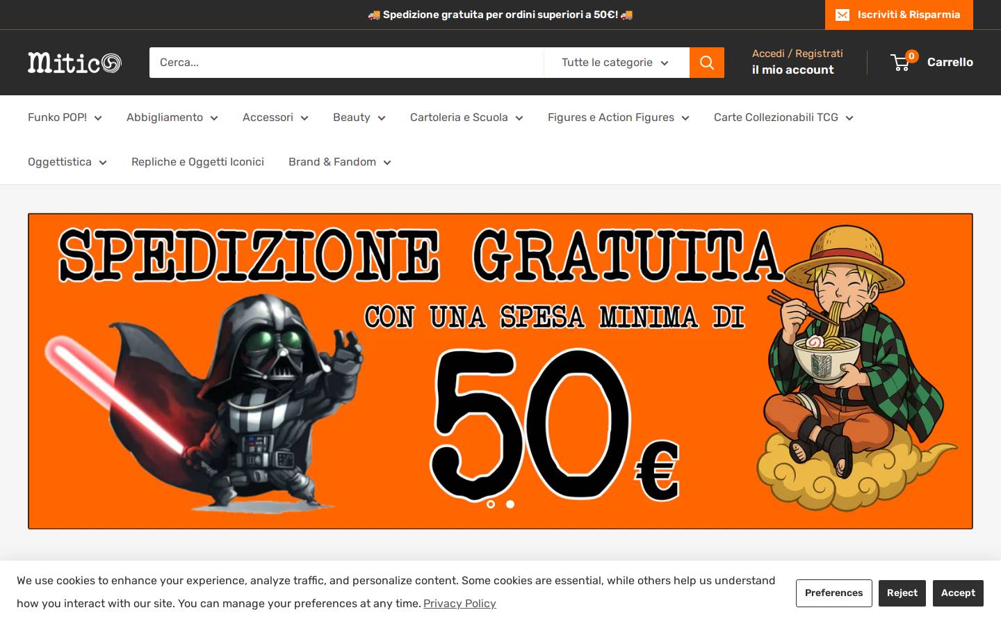 Mitico homepage screenshot