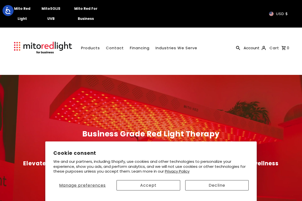 Mito Red for Business homepage screenshot