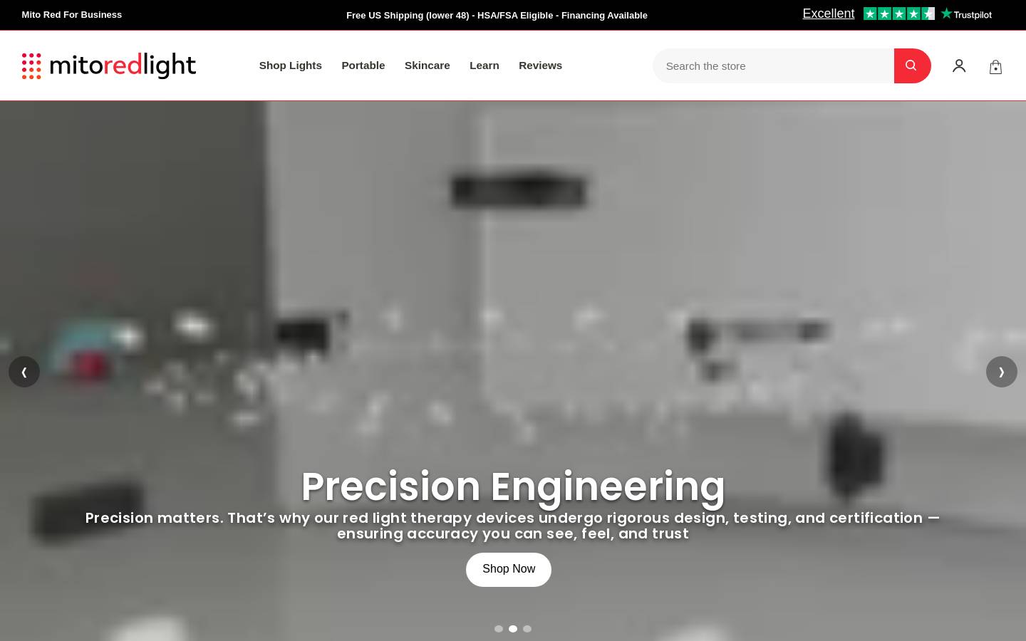mitoredtherapylight.com homepage screenshot