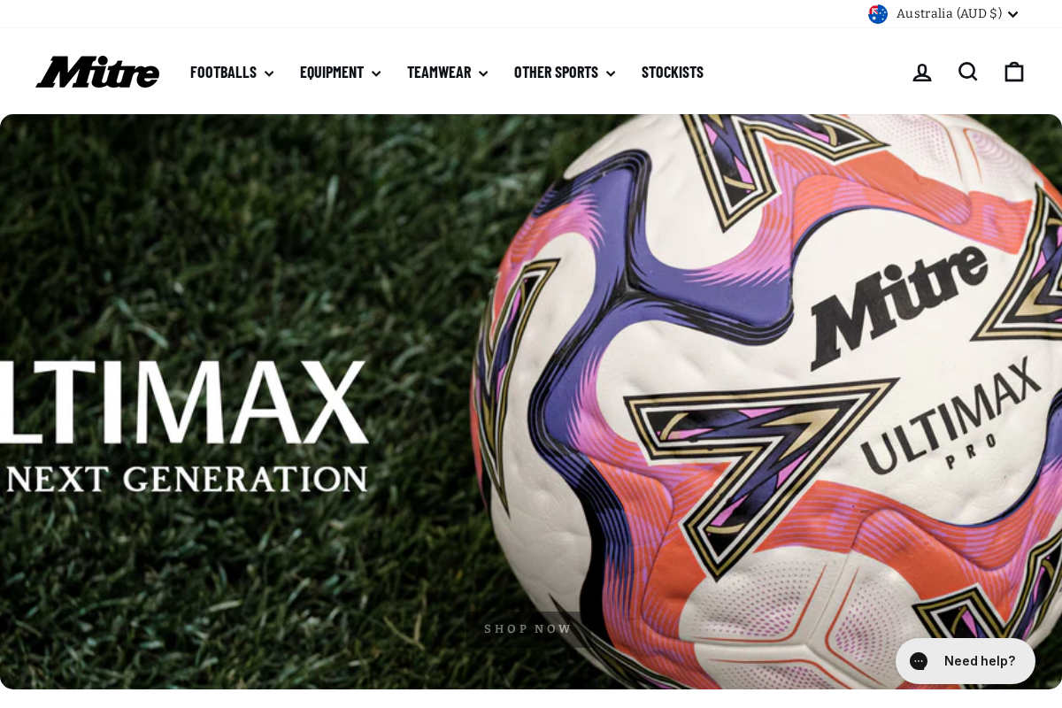 Mitre Sports Australia homepage screenshot