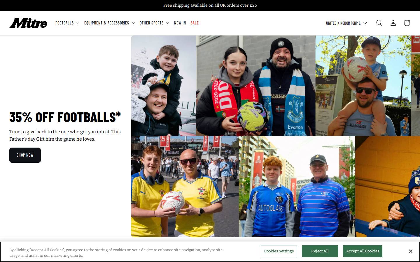 Mitre Sports International homepage screenshot