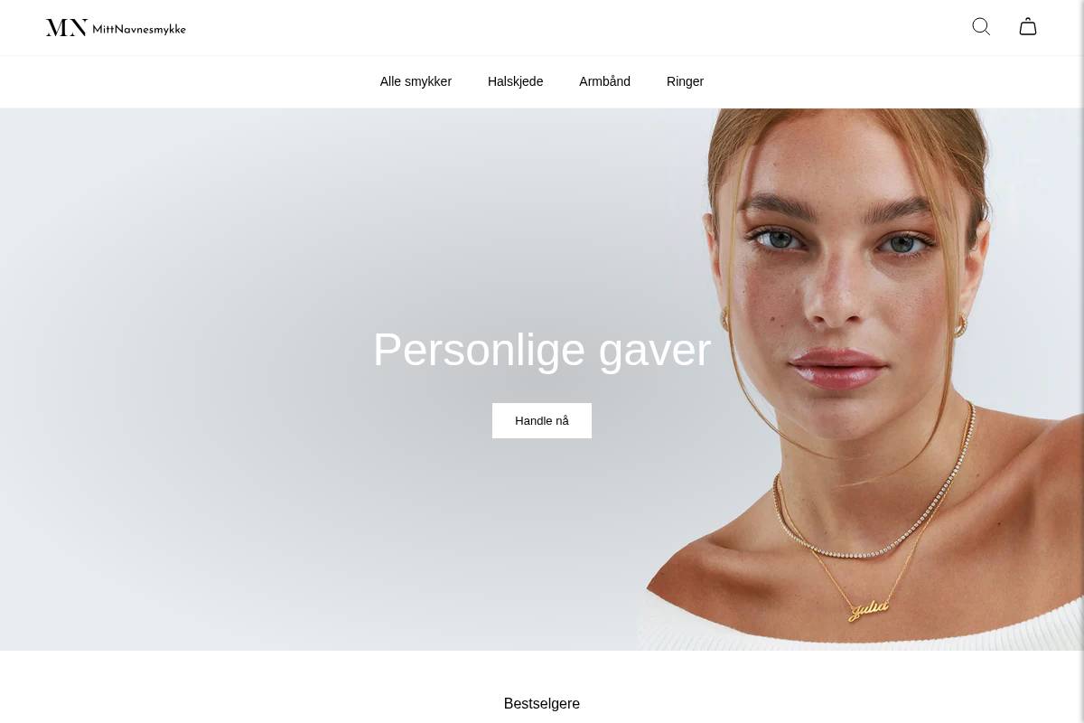 Mitt Navnesmykke homepage screenshot