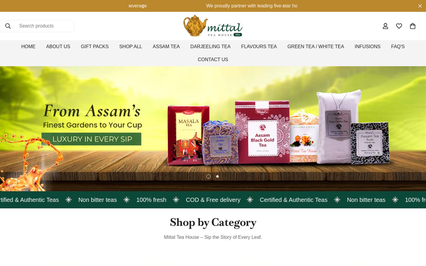 mittalteahouse.com homepage screenshot