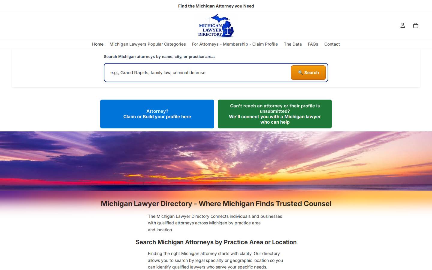 mittenlawyers.com homepage screenshot