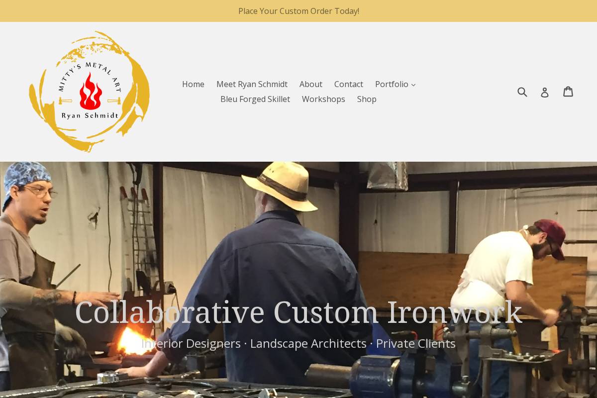 mittysmetalart.com homepage screenshot