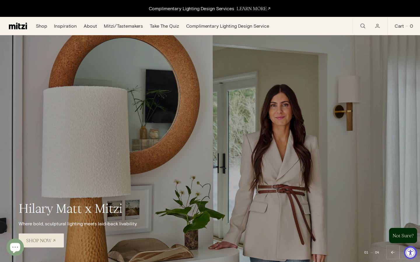 mitzi.com homepage screenshot
