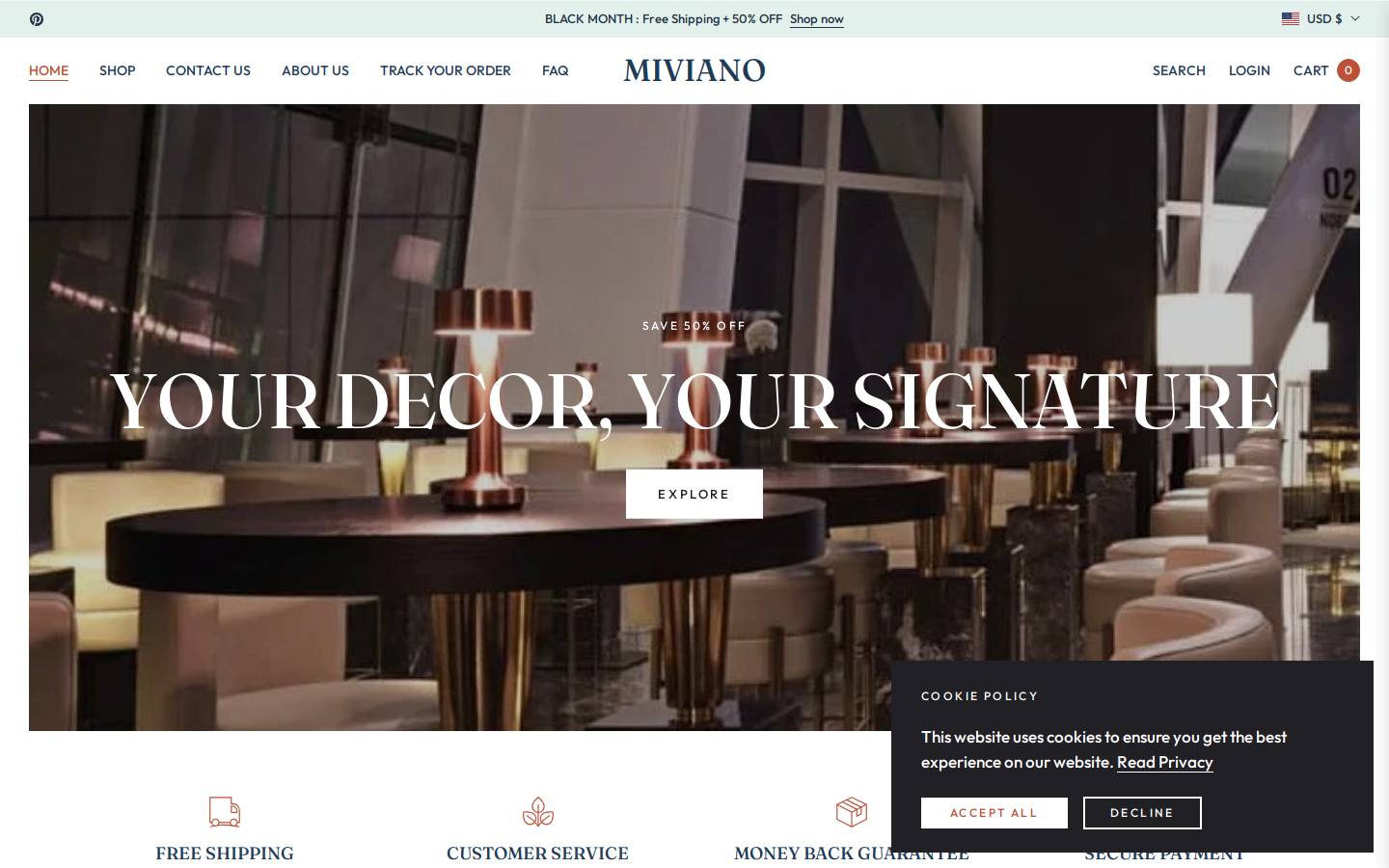 Miviano homepage screenshot