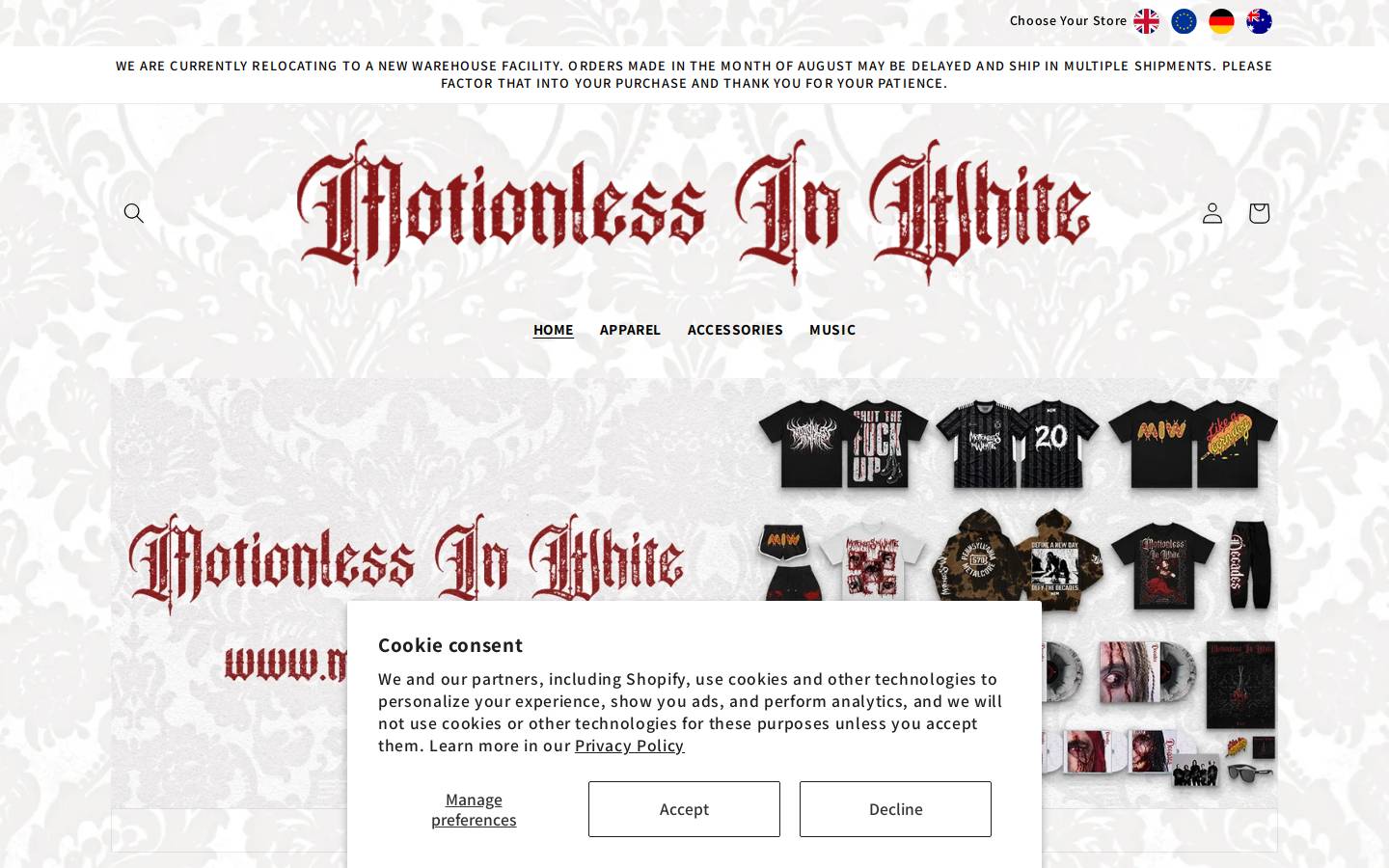 miwmerch.com homepage screenshot