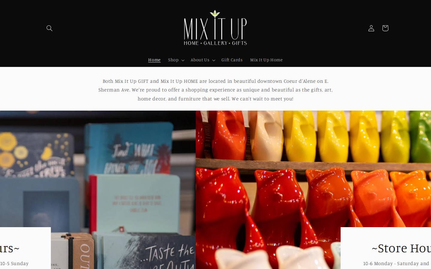 mixituphomeandgift.com homepage screenshot