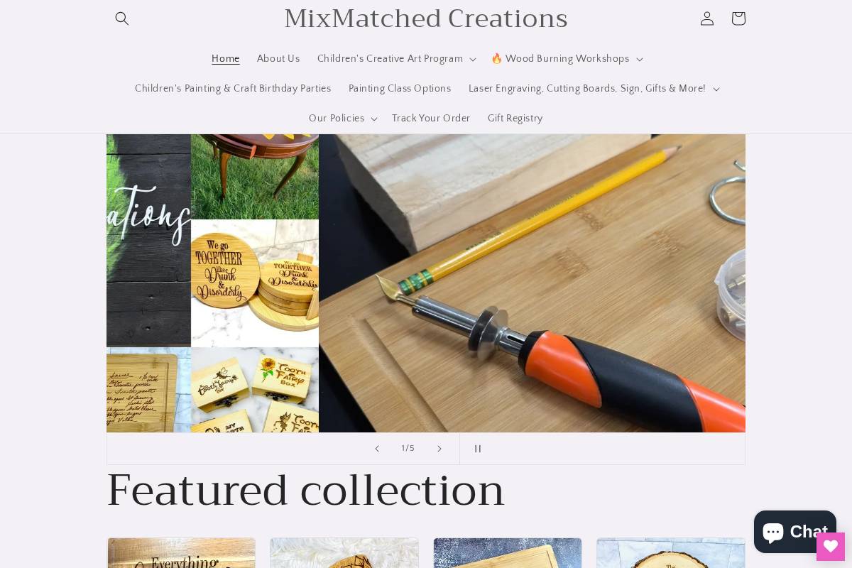 mixmatchedcreations.com homepage screenshot