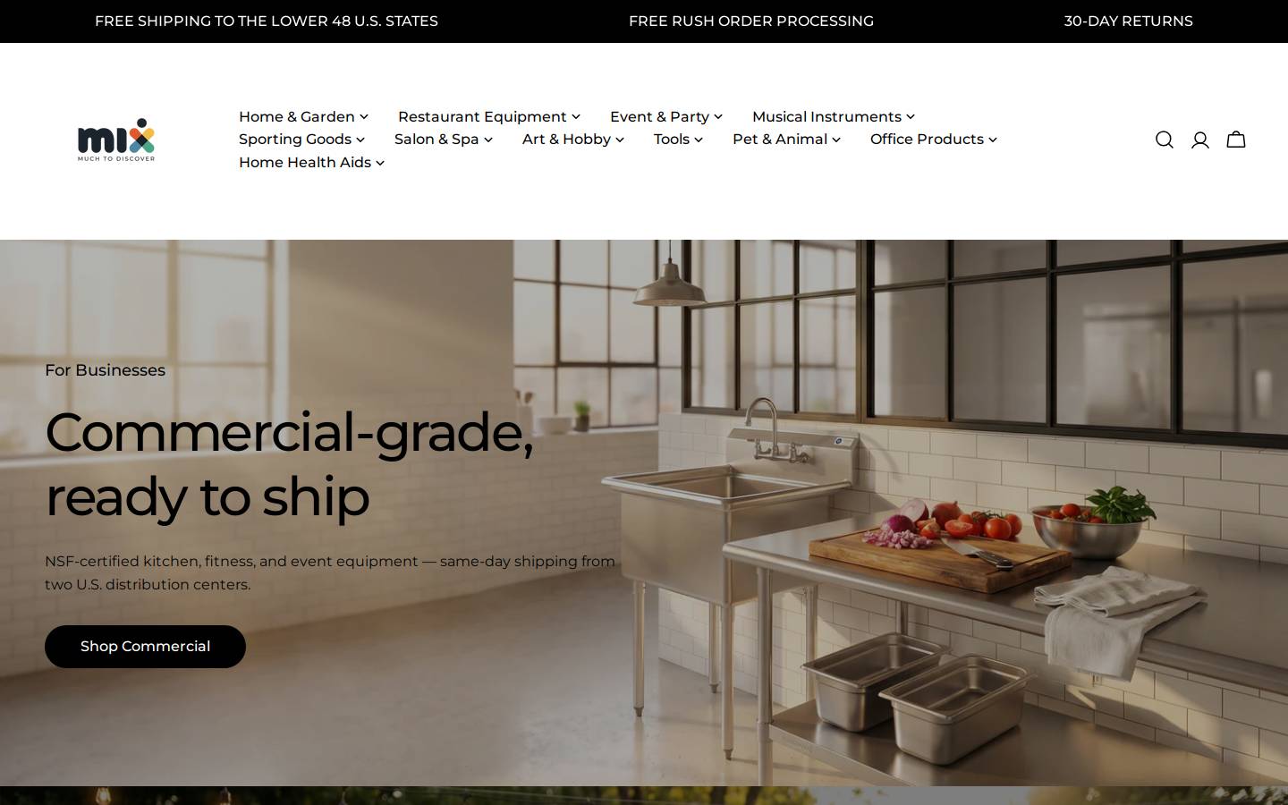 Mix Wholesale homepage screenshot