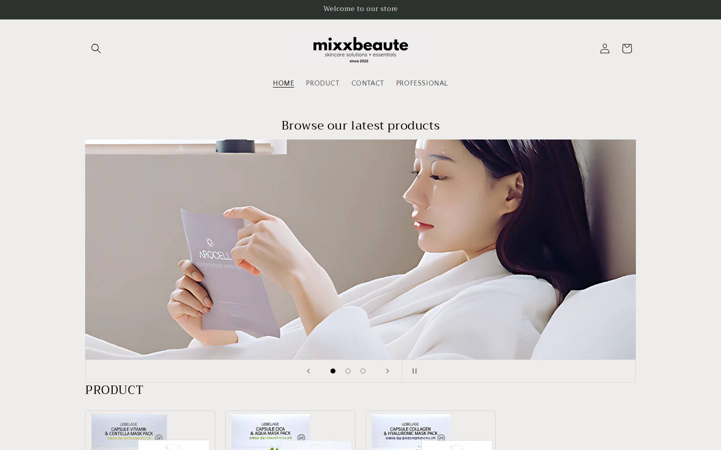mixxbeaute.com homepage screenshot