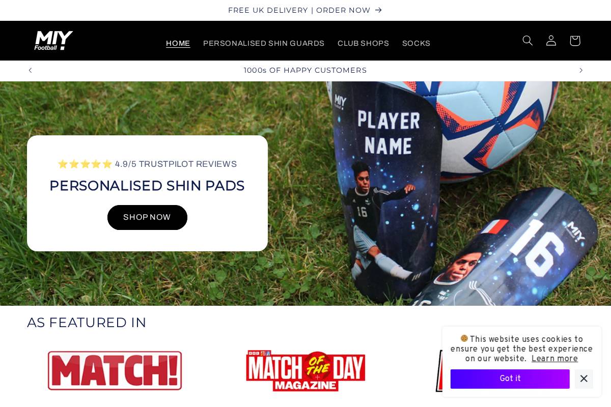 MIY Football homepage screenshot