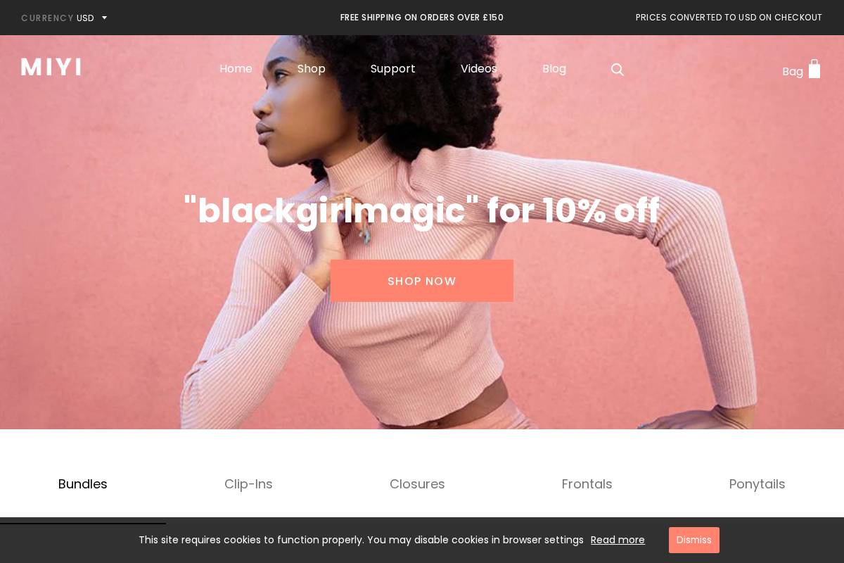 Miyi Hair - Online homepage screenshot