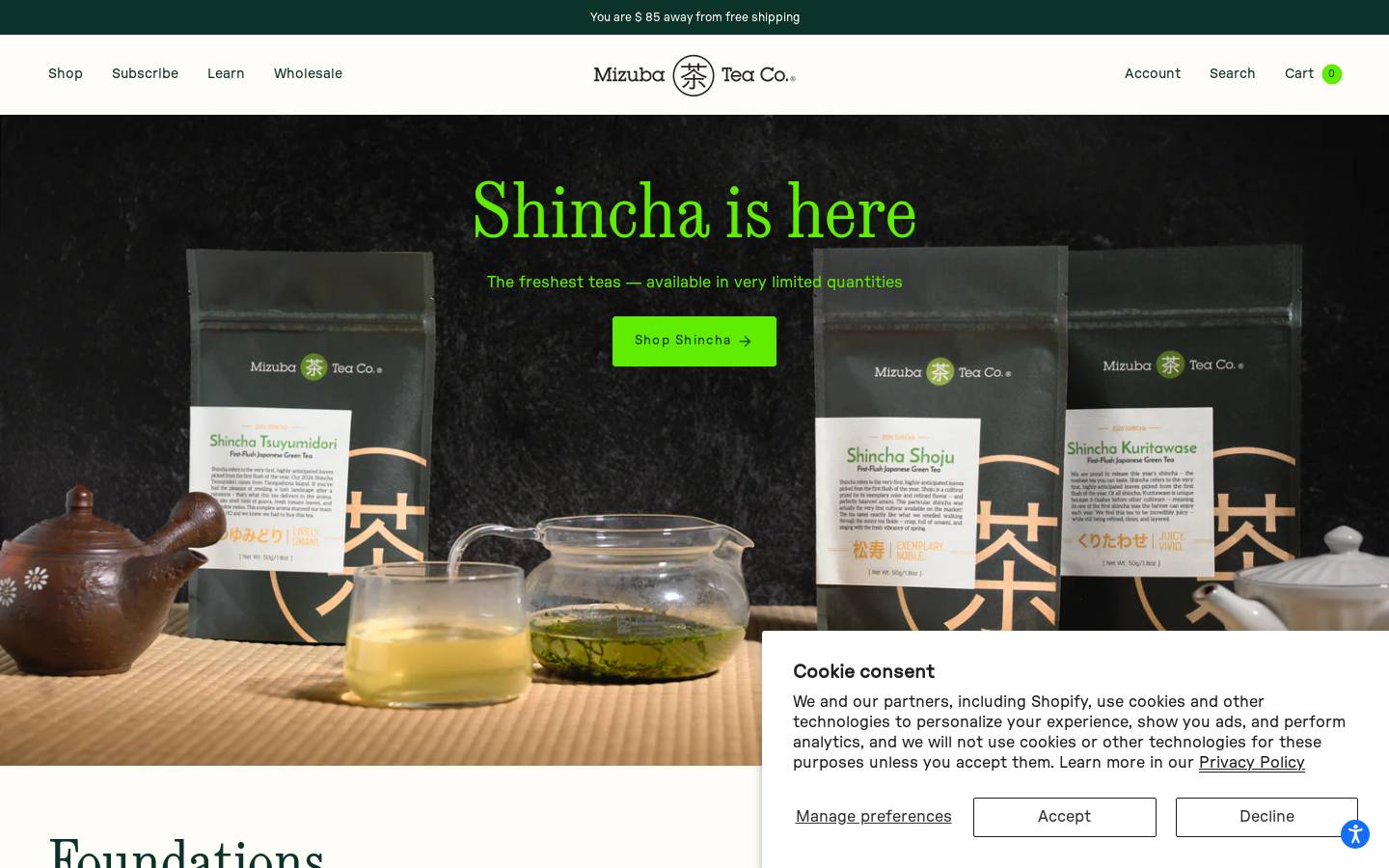 mizu-matcha.com homepage screenshot