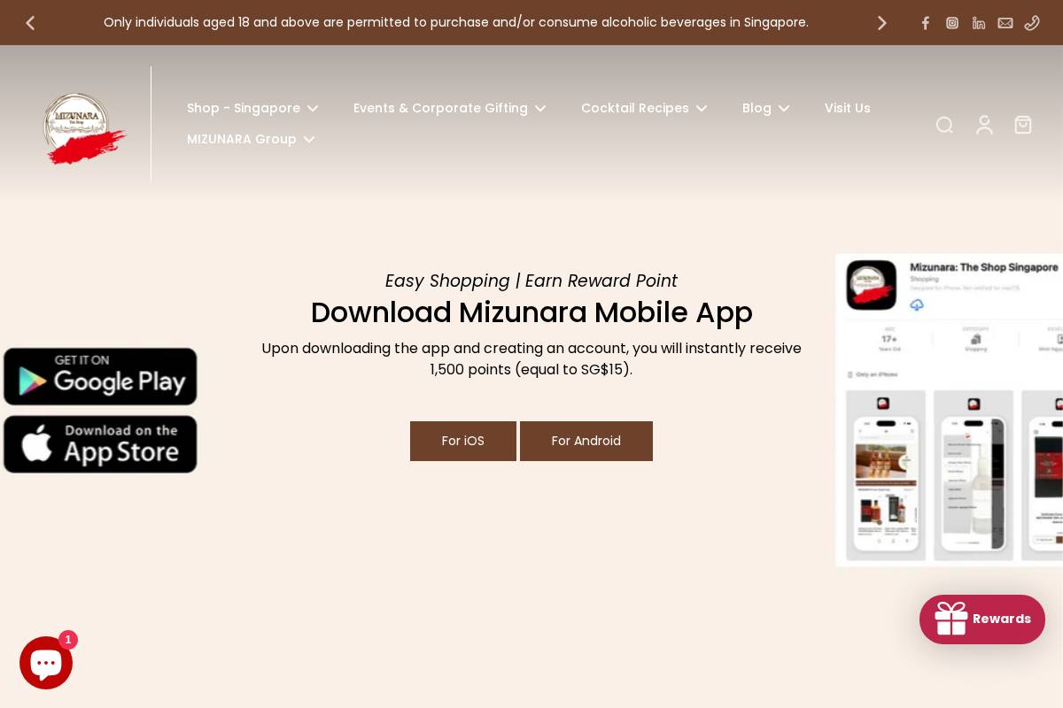 mizunaratheshop.sg homepage screenshot