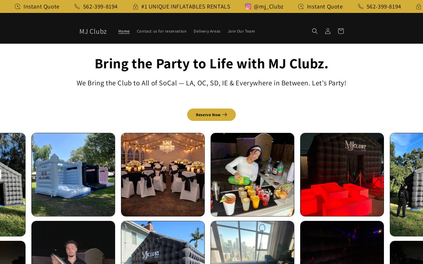 mjclubz.com homepage screenshot